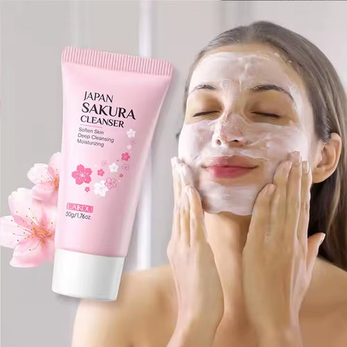 Sakura Cleanser Gentle Deep Cleaning Oil Control Moisturizing Shrink Pores Face Skin Care 50G Skin Cleanser All Skin Type