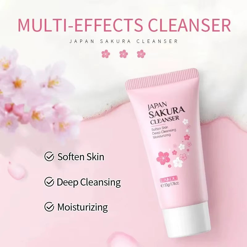 Sakura Cleanser Gentle Deep Cleaning Oil Control Moisturizing Shrink Pores Face Skin Care 50G Skin Cleanser All Skin Type