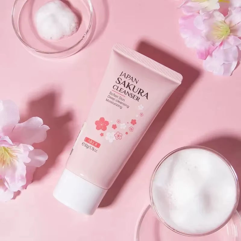 Sakura Cleanser Gentle Deep Cleaning Oil Control Moisturizing Shrink Pores Face Skin Care 50G Skin Cleanser All Skin Type