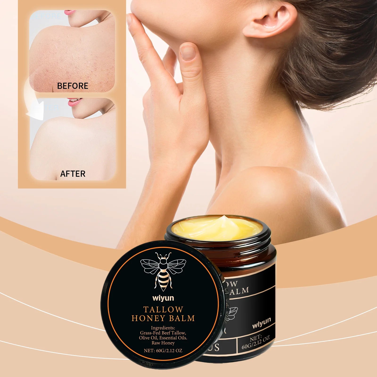 Tallow Honey Cream Hydrating Face & Body Moisturizer Lotion